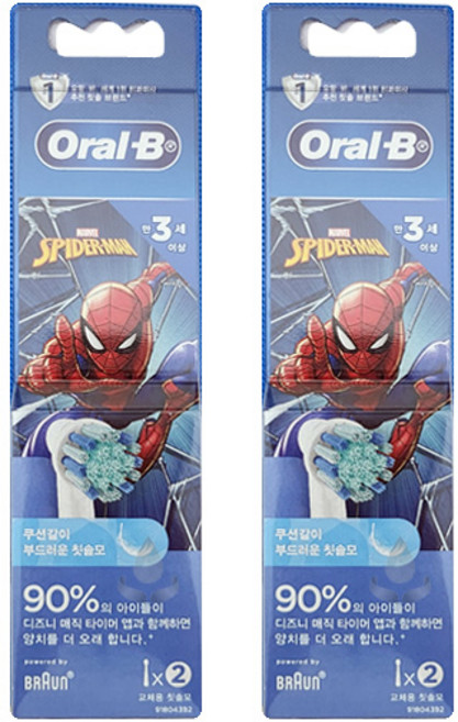오랄비 스테이지스 파워 어린이용 전동칫솔 리필모 4p, 1개, EB10-4(스파이더맨)