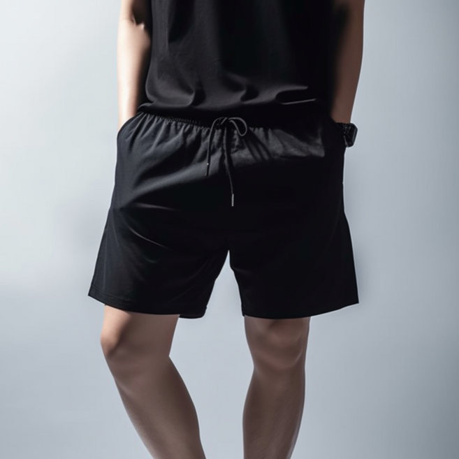 데일리바이블 남성용 우븐 비치팬츠 반바지 보드숏 수영 바지, 블랙