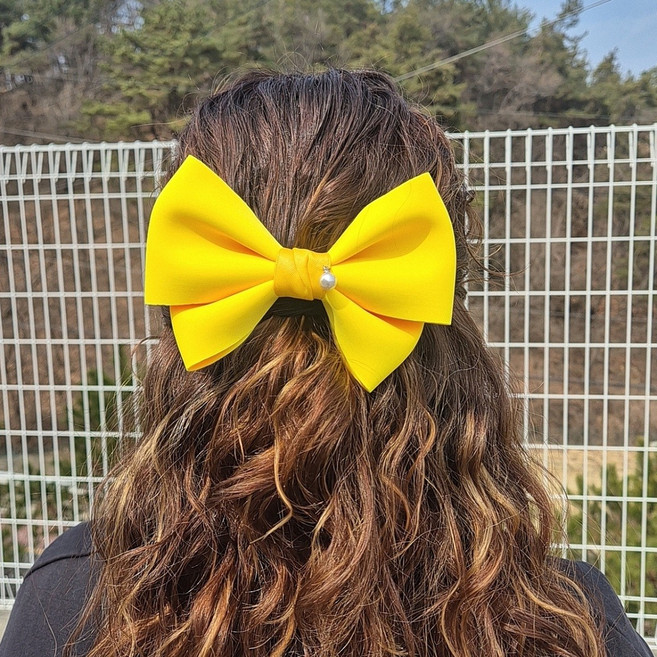 (신상 할인)달꼼세 자체제작 7가지 색상 인기만점 골프라운딩 포인트 네오플랜 진주 포인트 빅 리본 헤어핀