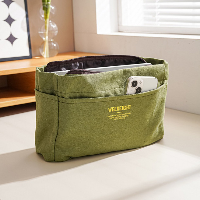 EGMI 가방속 정리 지퍼형 이너백 캔버스 이너파우치
