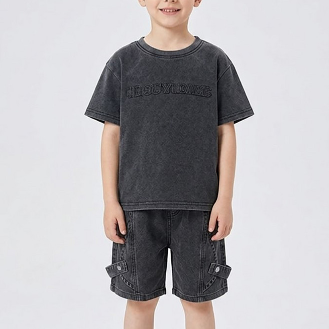 UPPERCUT 아동 여름 상하복세트 빈티지워싱 트레이닝복 초등학생 피그먼트 티셔츠 반바지세트
