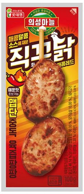 롯데 의성마늘 직꾸닭 매콤레드 100g 핫바, 15개