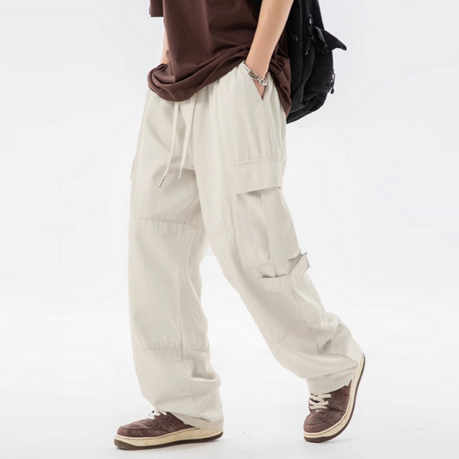 아웃포켓 스트랩 라인 일자 와이드 카고 팬츠 MP2348