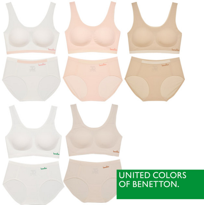 [베네통] 베네통 키즈 투톤 프리컷메쉬 퓨징 주니어 브라팬티 4종세트 택1