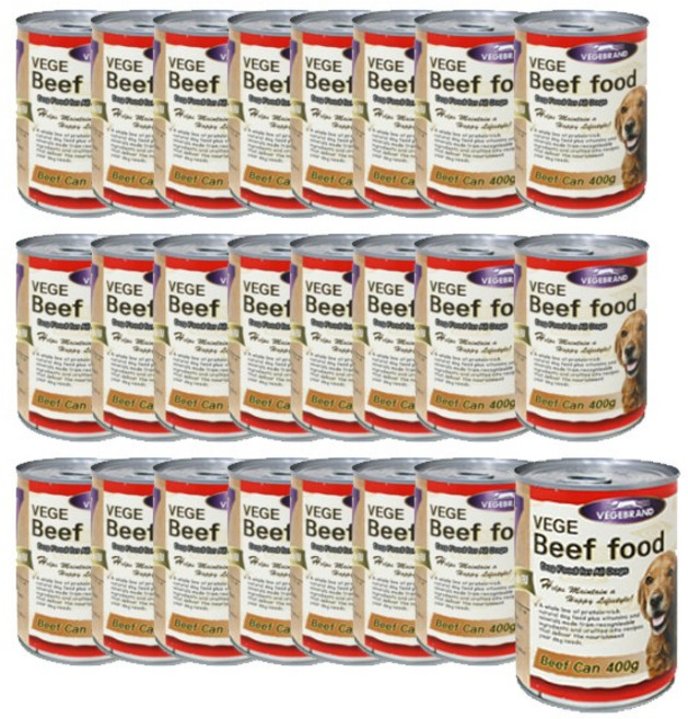 베게브랜드 반려견 습식 캔, 소고기맛, 400g, 24개