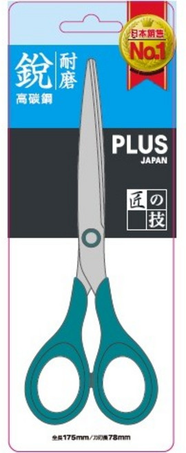 【文具通】PLUS 普樂士 34-139 SC-175C 剪刀 藍 長175mm 刃長78mm E2040517, 1個