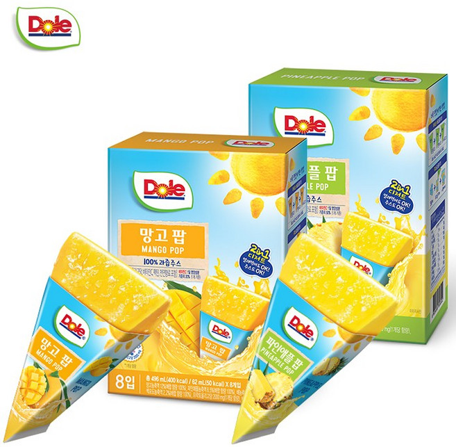 Dole 돌 후룻팝 2팩(망고1+파인애플1)/얼려먹는주스, 62ml