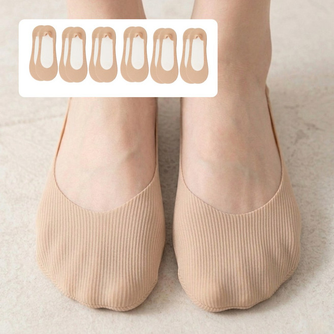 글로즈온 여성용 6세트 페이크삭스 미끄럼방지 안벗겨지는 여름 덧신 양말