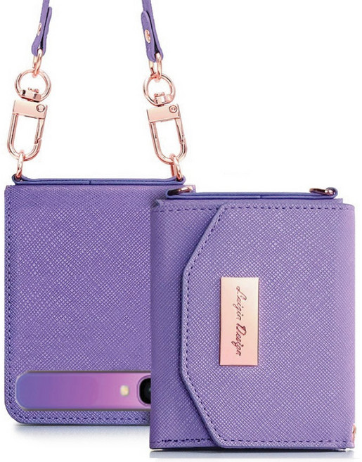 갤럭시 Z플립1 / 플립2 공용 _ 키치 지폐1칸+카드4장 수납 지갑형 케이스 + 핸드스트랩