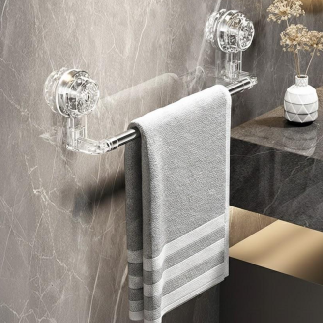 이온브 길이 조절 강력 흡착 수건 걸이 무타공, 투명, 1개