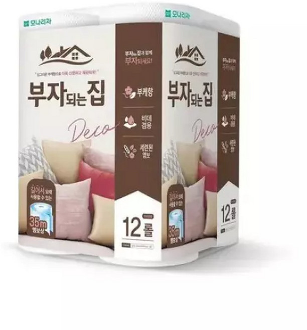 모나리자 부자되는집 화장지 35m x 12롤 x 6입 박스, 6박스