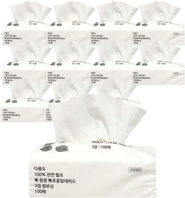 브론디 다용도 3겹 천연펄프 키친타올, 100매, 12개