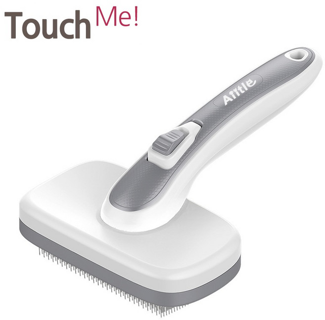 터치미 Aiitle 고양이 강아지 컬뭉치 브러쉬 그루밍 원터치 쉬운 손질 털갈이, 1개, 화이트 펫 브러쉬