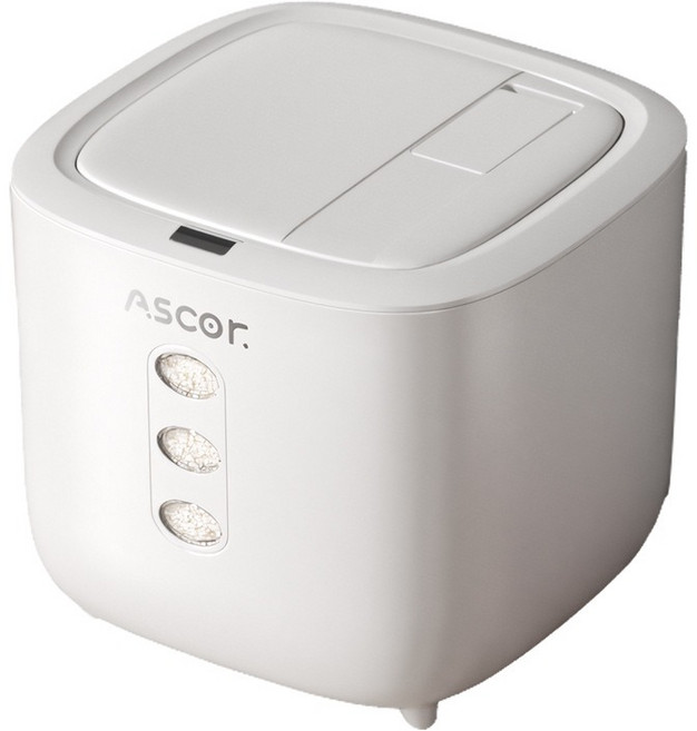 ASCOR. 米桶 儲米桶 大容量密封米桶 寵物飼料桶, 白色, 1個