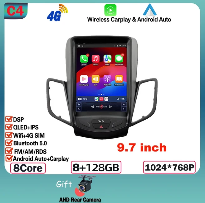 포드 피에스타 MK 7 2009-2016 안드로이드 15 자동차용 9.7인치 카 라디오 멀티미디어 플레이어 네비게이션