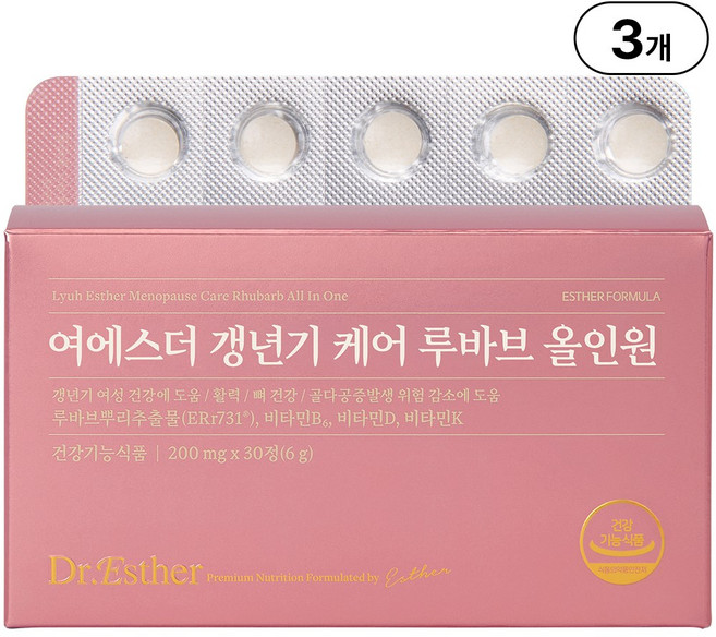 본사직영 여에스더 갱년기 케어 루바브 올인원 루바브뿌리추출물, 3개, 30정