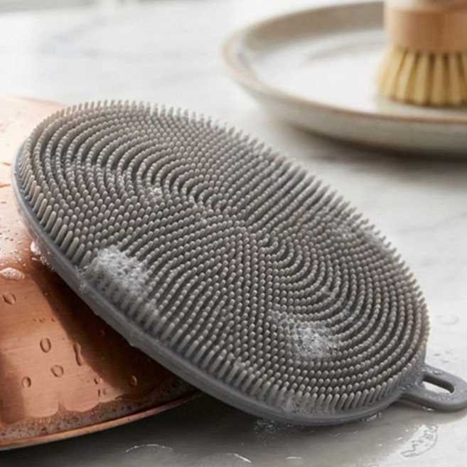 도톰한 수세미 세척 원형 브러쉬 부드러운 고리 실리콘 채소 과일, 1개, 1개