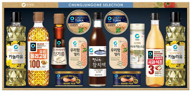 청정원5호 25년 추석선물세트 종합세트 3개 참기름 참치액 사과식초 천일염 순살참치, 3세트