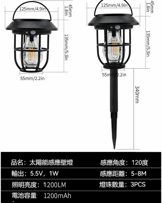 太陽能戶外燈 一燈多用 壁燈/花園燈/落地燈/掛燈, A款 提籃樣式, A款 提籃樣式