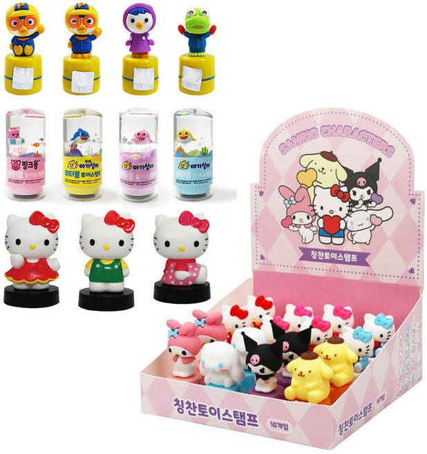 캐릭터스탬프 / 칭찬스탬프 낱개(뽀로로/산리오/헬로키티/로보카폴리/핑크퐁), 원형 스탬프, 핑크퐁