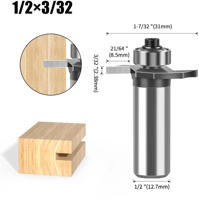 목공 T-슬롯 비스킷 조인트 슬롯 커터 라우터 비트 밀링 높이 2-15mm 1/4 인치 1/2 생크, 16 12.7 X 2.38mm