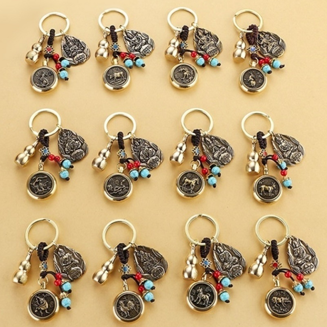 황동 불교 부처님 키링 12지신 열쇠고리 보실키홀더
