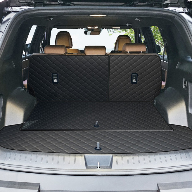 국내제작 현대 싼타페 MX5 (25년08월(26년형)-현재) 자동차 트렁크매트 + 2열등받이, 블랙, 5인승(26년형-)