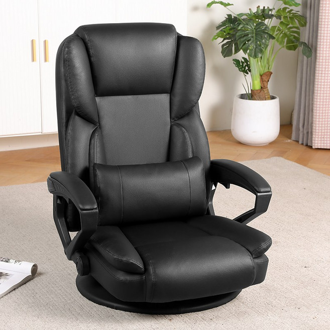 SeekFun 리클라이너 게이밍 컴퓨터 가죽 좌식 의자 허리쿠션 1인용 쇼파, 1개, 블랙/Black