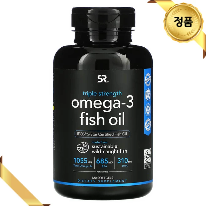 스포츠 리서치 오메가3 피쉬 오일 1250mg 120 소프트젤 글루텐프리, 120정, 1개 - 쿠팡