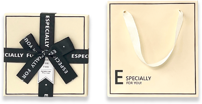 루루홈 베이지 리본 선물 포장 박스 + 종이가방, 1세트