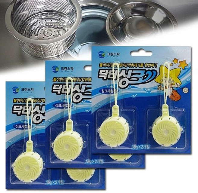 MDG9652 닥터싱크 걸이식 씽크대 걸음망세정제 6개 주방용품/파란물/세정제/세정알, 15g, 3개