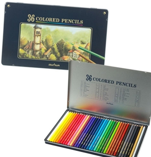 (올핀) 문화연필 넥스프로 고급 유성색연필 36색 틴케이스 - 개 (1개입)