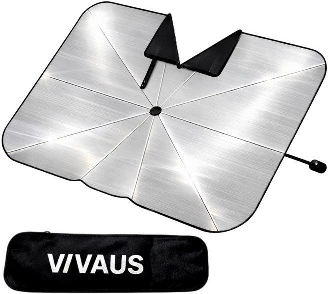 비바어스 차량 햇빛가리개 앞유리 광반사 코팅 썬블록 우산, 1개, 암막블랙