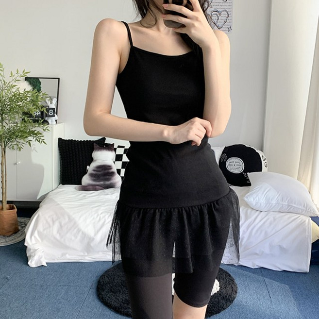 [소장각/2col] 사쿠라 도트 레이스 캉캉 프릴 레이어드 나시