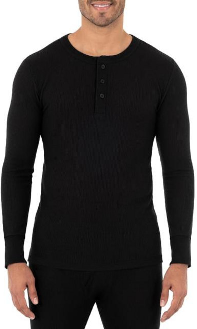 룸 남성 재활용 속옷 헨리 2팩) 보온 탑(1팩 와플 (Color-Black Size-Small)