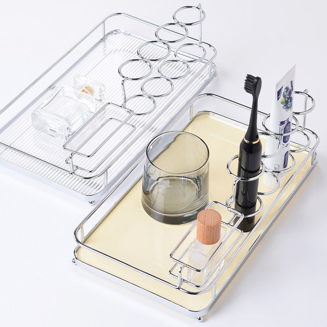 데코트리 다용도 화장품 욕실 정리트레이, 크림실버