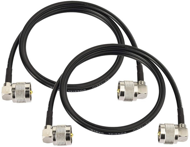 슈퍼배트 CB 라디오 동축 케이블(3피트 2팩) PL259 점퍼 케이블 UHF Pl259 남성 대 디지털 RG58 케이블 HAM 및 라디오 안테나 분석기 더미 로드 SWR, 3ft, 2-pack