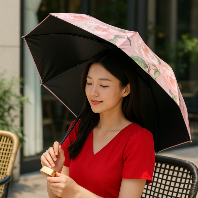 빛샘 없는 얌막 100% 양산 자외선 완벽 차단 초경량 꽃무늬 우양산 휴대용 미니