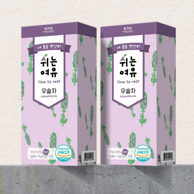 [본사직영] 쉬는여유 100% 국산 우슬차 생분해 삼각티백 15티백, 1g, 10개, 15개입