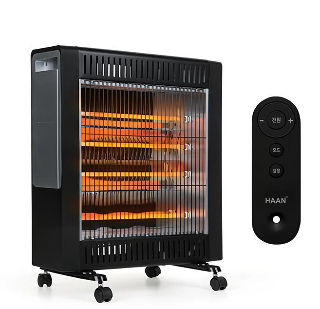 한경희생활과학 리모컨형 4단 석영관 히터, HAAN-Q1000, 블랙
