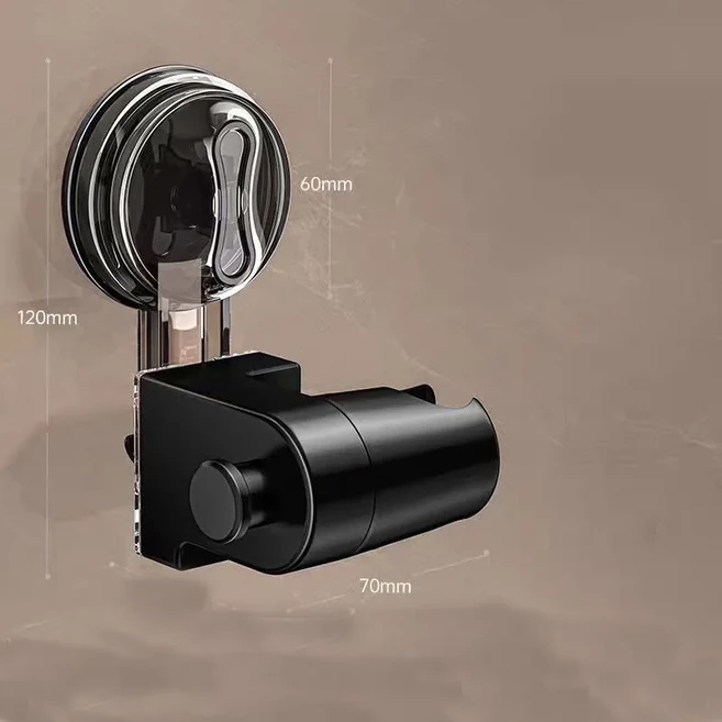 360 조정 가능한 샤워 홀더 흡입 컵 분리형 랙 도금 욕실 벽 마운트 브래킷, Black Holder