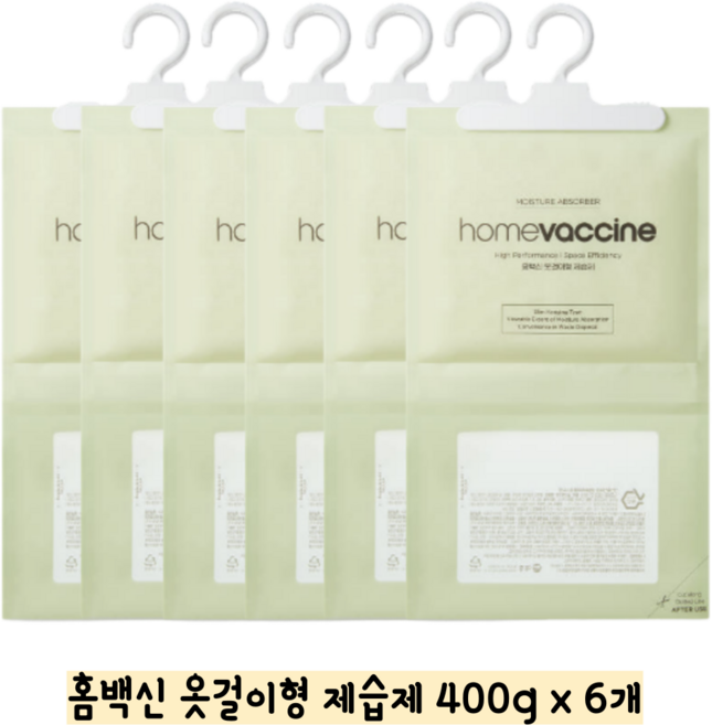 홈백신 옷걸이형 제습제 본품, 400g, 6개