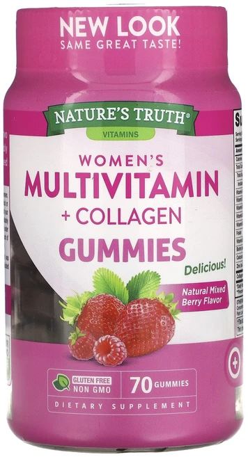 Nature's Truth 여성용 종합비타민 + 콜라겐 천연 믹스 베리 맛 구미젤리 70개, NaturesTruth여성용종합비타민콜라겐천연믹스베리맛, 1개, 70정 - 쿠팡