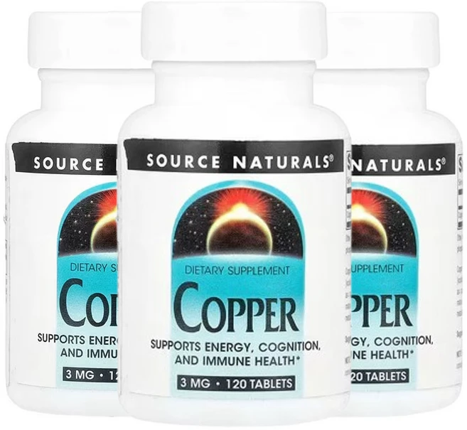 소스 내추럴 구리 3mg, 120정, 3개 - 쿠팡