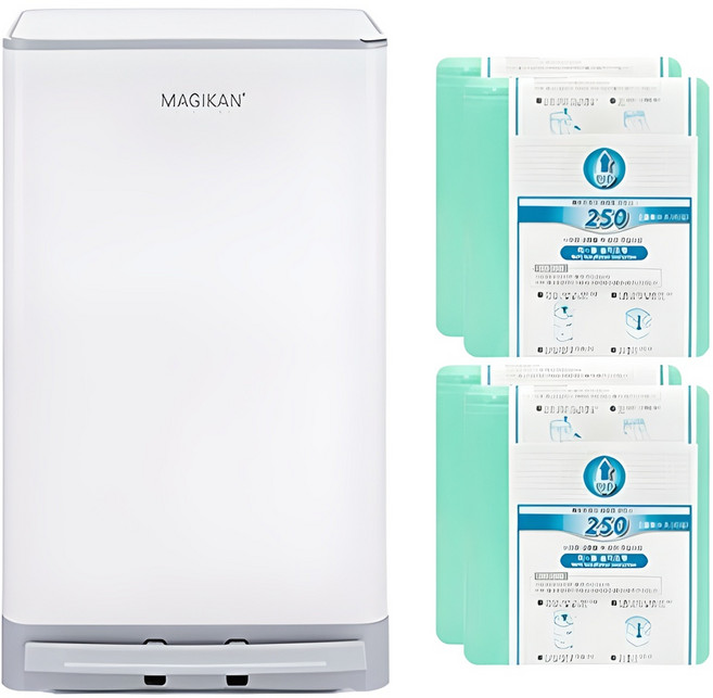 매직캔 스텔라 휴지통 21L + 리필 250R4B 4p 세트, 화이트 + 민트