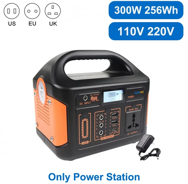 가이아레이 100W 300W 500W 휴대용 파워 스테이션 461Wh 태양광 발전기 110V 220V 충전 스테이션 캠핑용 비, 04 300W Power Station, 01 220V용, 01 유럽 ​​연합