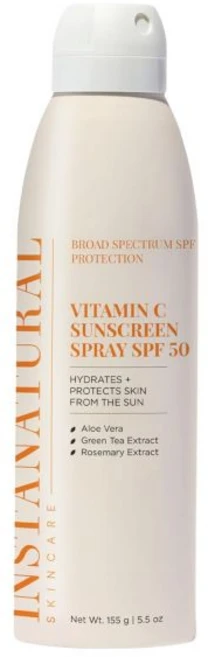인스타 내추럴 스킨 케어 비타민 C SPF 50 와이드 스펙트럼 자외선 차단 로션 브라이트닝 경량 논-그리스 모이스처라이저 바디 앤 페이스 UVA UVB 선블록 알로, SPF 50 Sunscreen Spray, 1개 - 쿠팡