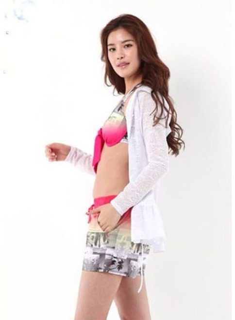쿠기 여자 수영복 레쉬가드 러블리 비치웨어 세트 4p