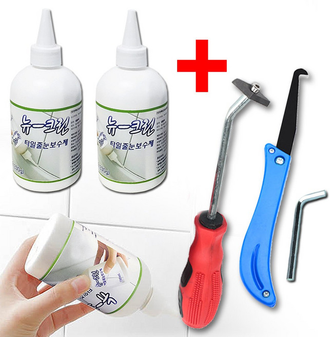 화장실 욕실 주방 바닥 타일 줄눈보수제2개 + 줄눈제거기 세트, 줄눈보수제 흰색2개 + 줄눈제거기1개