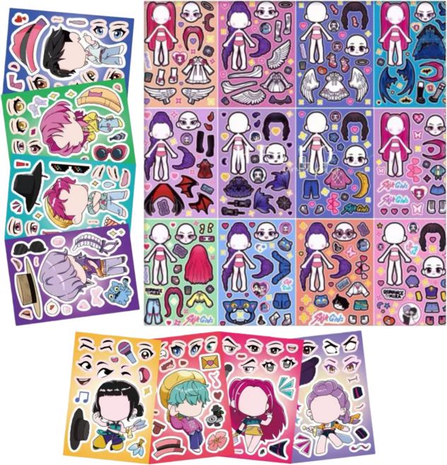 픽클리 케이팝데몬헌터스 20장 코디 스티커 케데헌 굿즈 더피 호랑이 캐릭터, 1세트, 혼합색상